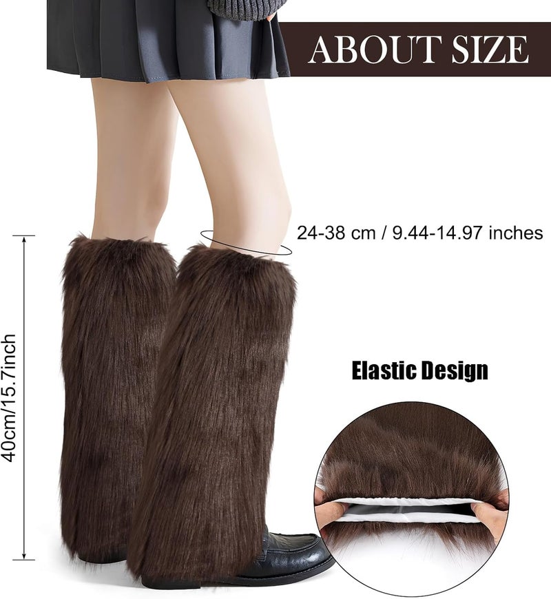 XEPST Faux Fur Fuzzy Leg Warmers Furry Boot Covers for Women, Warm Fuzzy Boot Cuff Boot Sleeves Leg Warmers for Party Costume - Image 1